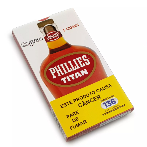 Charuto Phillies Titan Cognac – Caixa com 5 Unidades